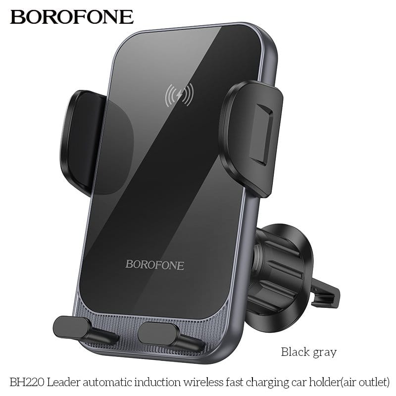 Borofone BH220 15W Automatic Induction Wireless Fast Charging Air Vent Car Mount Phone Holder Borofone BH220 15W Automatic Induction Wireless Fast Charging Air Vent Car Mount Phone Holder